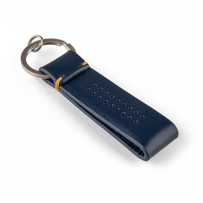 Land Rover Perforated Leather Loop Keyring - Ivory or Navy